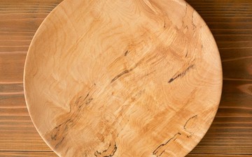 【再到貨】<可選擇木紋> 轆轤旋削木盤 栃木 27cm