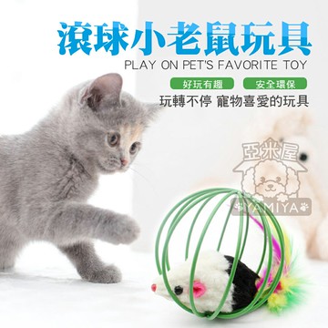 滾動籠中鼠 囚籠鼠 老鼠玩具 寵物貓貓玩具 貓咪互動 貓咪兔皮耗子籠子 經典逗貓小球 貓咪無聊好夥伴《亞米屋Yamiya》
