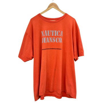復古 90 年代 Nautica Jeans Company 橘色純棉 T 恤