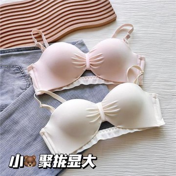 小胸聚攏內衣女無鋼圈平胸顯大不空杯純欲性感文胸罩防滑上托A變C