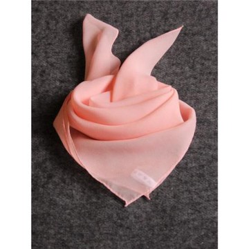 男女士款 天然真絲喬其紗純粉色小方巾絲巾領巾圍巾紗巾頭包腕飾