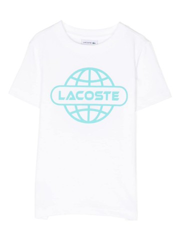 Lacoste Kids - logo-print short-sleeve T-shirt - kids - Cotton/Polyester - 16 yrs - White
