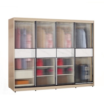 文創集 維爾泰玻璃8.1尺鋁框岩板衣櫃(吊衣桿x5＋單抽屜)-242x60x196cm免組