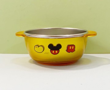【震撼精品百貨】Micky Mouse_米奇/米妮 ~迪士尼兒童不銹鋼雙耳碗-黃米奇(S)#05290