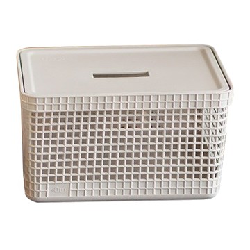 巴西OU Grid附蓋收納籃 PP OCEAN材質  28 x 22 x 15.2cm  米色  1個