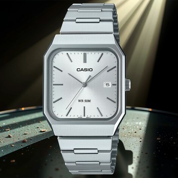 CASIO 卡西歐 方形日期指針手錶 不鏽鋼帶 考試錶 學生錶 MTP-B185D-7AV