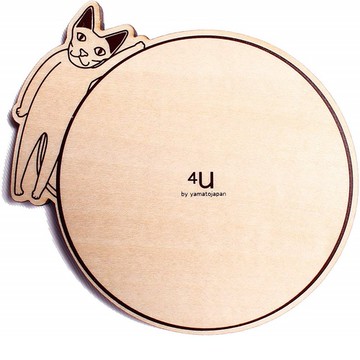 yamato japan｜純手工木製貓咪造型杯墊-八入組