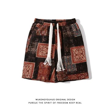 悟空有貨復古嘻哈民族風運動短褲男潮牌街頭bf寬松情侶休閑五分褲