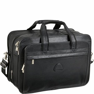 Black Leather Practical Expandable Computer Case 2438-0