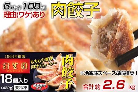 肉汁溢れる「冠生園」の冷凍肉餃子　60個（10個入×6パック）