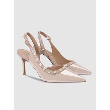 2024新款春夏尖頭百搭鉚釘鞋高跟鞋女細跟柳丁裸色氣質涼鞋單鞋女