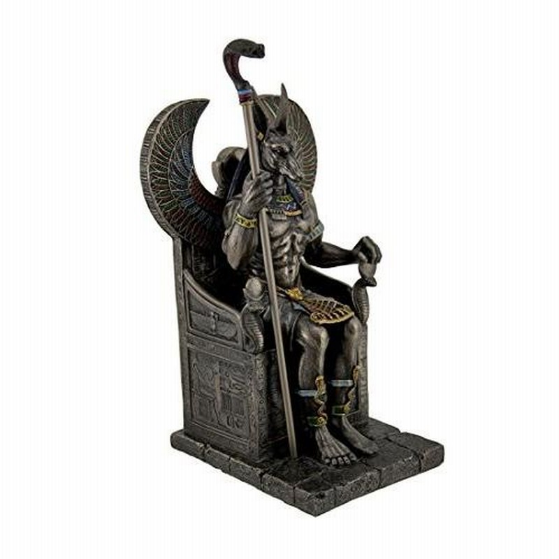 玉座に座る 古代エジプトの神 アヌビス神 彫像/Egyptian God Anubis