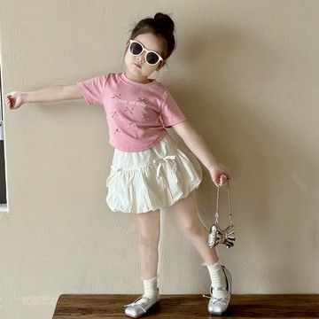 Baby童衣 兒童短袖套裝 女童夏季粉色上衣+花苞短褲套裝 女寶寶外出套裝 89124