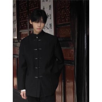 新中式盤扣中山西裝外套男女款高級感休閑國風小西服復古漢服唐裝