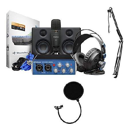 PreSonus AudioBox Studio Ultimate Bundle Deluxe Hardware Software Recording Kit with Kellopy Pop Filter ＆ Webcast Boom Arm