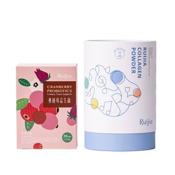 【Ruijia露奇亞】優質純淨膠原蛋白粉(30條/桶)x5桶+蔓越莓益生菌(20條/盒)