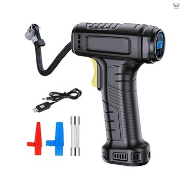 車用充氣泵 汽車手持數顯充氣泵 家用小轎車電動便攜輪胎充氣泵 自動充停 自帶LED照明 帶USB線+3個充氣嘴 內置40