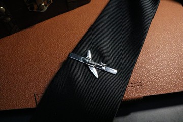 银色战斗机领带夹男生礼物型男配件