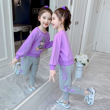 女童秋季套女孩子兒童衣服卡通洋氣網春秋件套