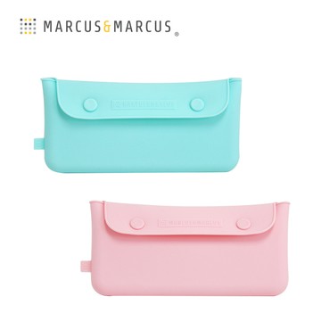 MARCUS＆MARCUS　輕巧矽膠餐具收納袋2入組-湖水綠+玫瑰粉
