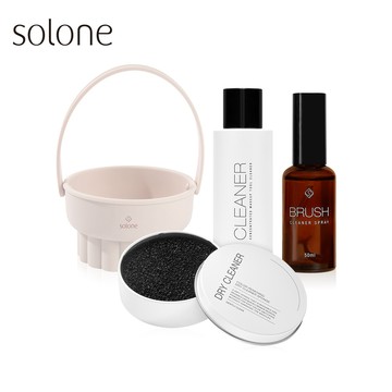 Solone 上妝工具清潔組(水洗清潔液100ml+洗刷碗+速乾洗刷噴霧50ml+乾洗清潔盒)