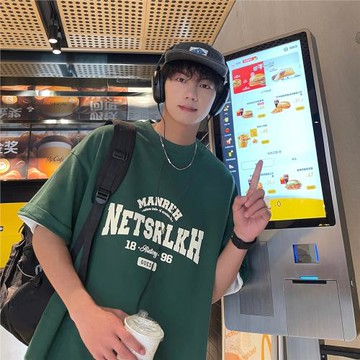 美式重磅t恤男夏季薄款速干短袖ins潮牌潮流寬松體恤男士半袖上衣