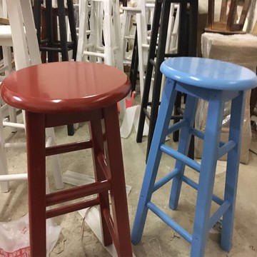 實木吧臺凳子地中海吧臺椅藍色高腳凳紅色高椅子裝飾凳子梯凳特價 小山好物