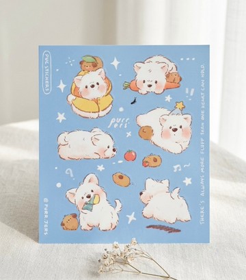 蘇格蘭梗犬與小豬的雪球 | 貼紙組 蓬鬆雪球貼紙組