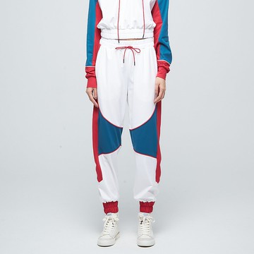 【新年開運色】撞色拼接束口九分褲(女)-波斯紅