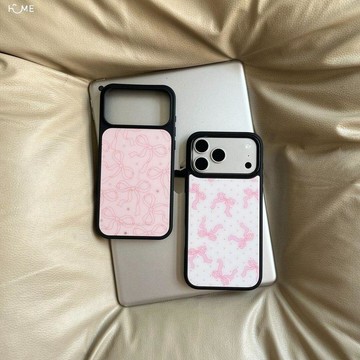 韓系滿屏蝴蝶結適用蘋果17Promax手機殼iPhone16菲林14滴膠13硬殼