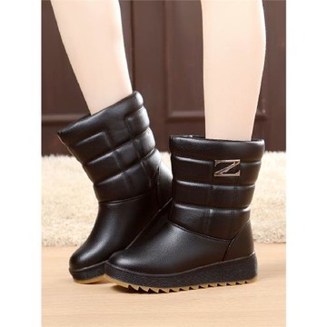 冬季防水雪地靴女中筒靴加厚加絨保暖短靴防水防滑棉靴女靴子厚底