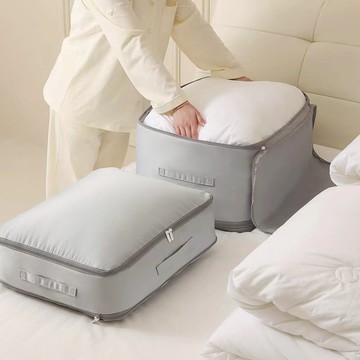 輕奢貢緞羽绒/蠶絲被專用壓縮收納袋 特大款 三色可選 任選2入組 008005 燕麥色(特大款)+極致灰(特大款)