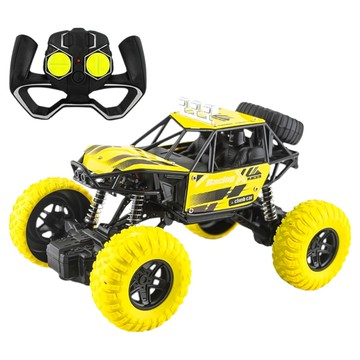 1:18 遙控彈簧避震越野車 USB充電 按鍵遙控器 黃色  1組