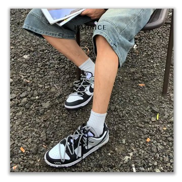【HAO NICE】藝術訂製款Nike Dunk Low 隨性街頭 復古黑白灰 塗鴉風 板鞋 運動鞋