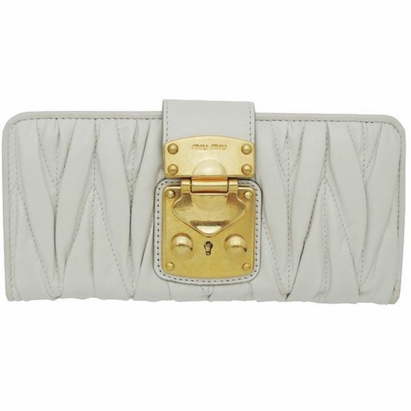 miu miu財布 ミュウミュウ マテラッセ 二つ折り長財布 オフホワイト miu miu財布 ミュウミュウ マテラッセ 二つ折り長財布 オフ