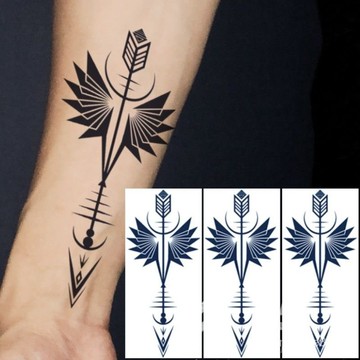 【優選精品】草本紋身貼男人手臂胸口果汁箭頭翅膀紋身貼自由之翼防水持久胸前ins日韓風機車 1ZEJ
