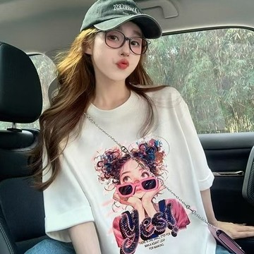 免運 韓系甜美風 純棉 寬鬆t 短袖t恤女 oversize t恤 大尺碼女裝 短袖上衣 遮肚子上衣 顯瘦上衣1922