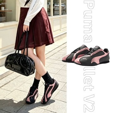 W Puma Bella V2 Sleek 酷黑爆裂粉 復古 黑粉 薄底 德訓鞋 休閒鞋 女鞋 409576-01