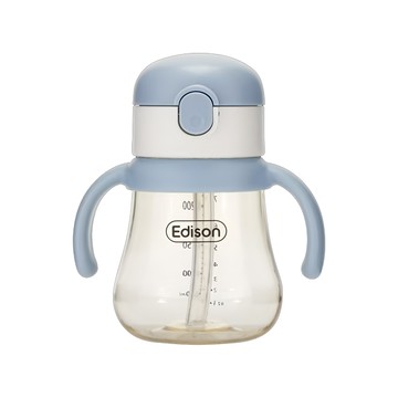 Edison 幼兒雙握把 PPSU 一鍵彈蓋吸管水杯 240ml  藍色  1個