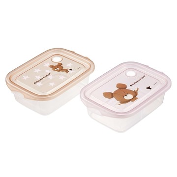 Skater 銀離子輕巧型微波保鮮盒 小熊學校 178 x 119 x 55mm 500ml 2入組  2入  1組