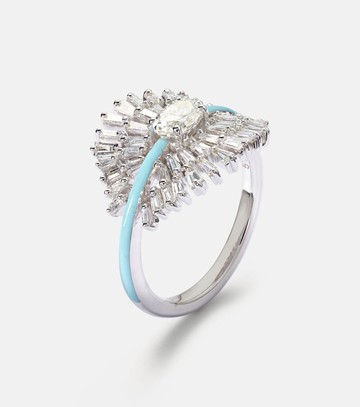 Kamyen 18kt white gold pinky ring with diamonds