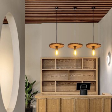 北歐ins實木吊燈個性田園簡約民宿咖啡館餐廳吧臺床頭木頭小吊燈