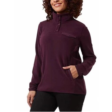 美單奧粒絨純色立領上衣套頭女衛衣彈力寬松大碼胖MM打底個絨衫