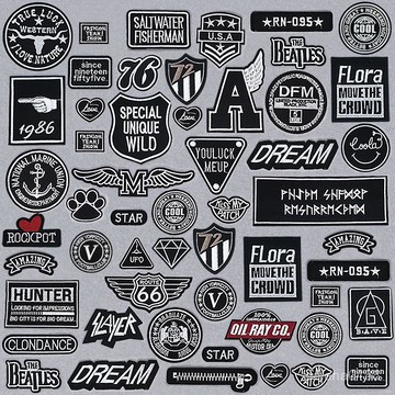 下殺熱賣+發票✨自粘刺繡補丁貼 電繡布章補丁 羽絨服修補貼 牛仔布貼 黑色刺繡徽章 修补衣服