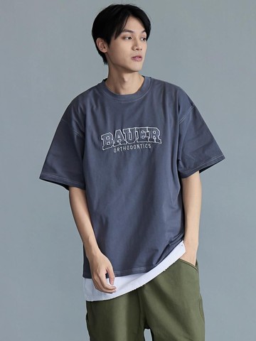 古著感仿舊拼貼文字TEE (黑色)