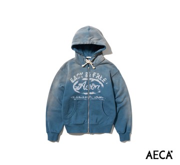 AECA White Blurred Zip Up-Washed日曬模糊印刷雙向拉鍊連帽外套(兩色)