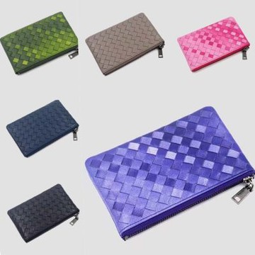 [巴黎精品] 現貨+預購 真皮編織零錢包真羊皮錢包短夾卡夾隨身手拿包-小巧多功能男女包包6色a1ke21