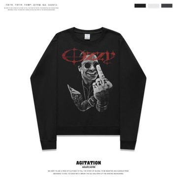 搖滾印花秋冬新款圓領衛衣男女長袖外套潮牌學生演出百搭奧茲ozzy