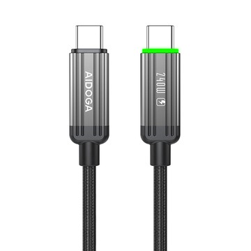AIDOGA艾迪伽｜LQ DC4012鋼鐵系列USB-C to Type-C PD充電線傳輸線快充線編織線240W LED 1.2M