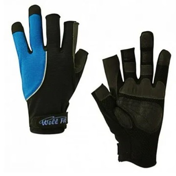 [WELL FIT 威飛客]3M Grip止滑 3指露釣魚手套 (寶藍)